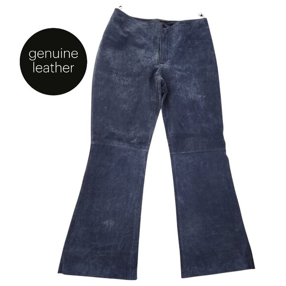 CARLIE'S COURT suede pants high waisted fully lined indigo vintage size 12 - Picture 1 of 9